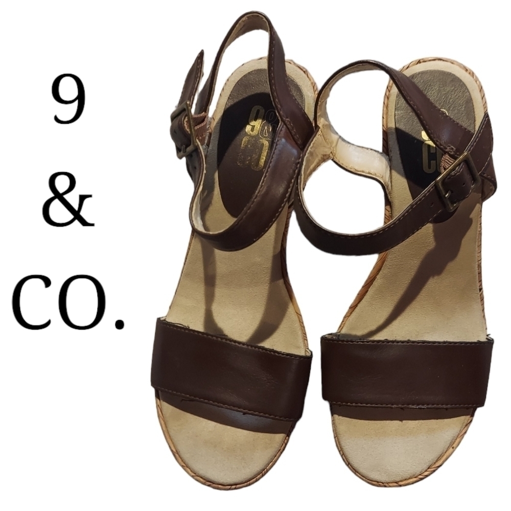 9 & Co Wedged Heels Brown Womens Size 7M